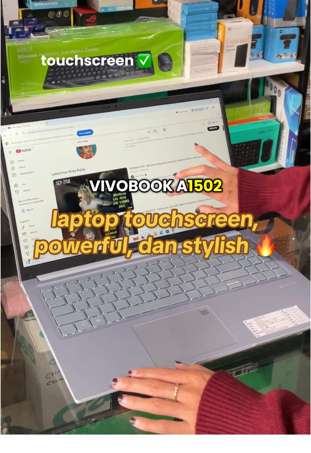 laptop touchscreen, powerful, dan stylish? ini diaa! Asus Vivobook A1502Z dijamin anti lemot. Gasss editing, coding, olahdata, dll 🤩🔥 #promomakanharian #fyp #laptop #touchscreen 