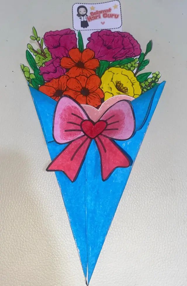 membuat buket bunga dari kertas  #harigurunasional #hariguru #mewarnaihariguru #fyp #idehariguru 