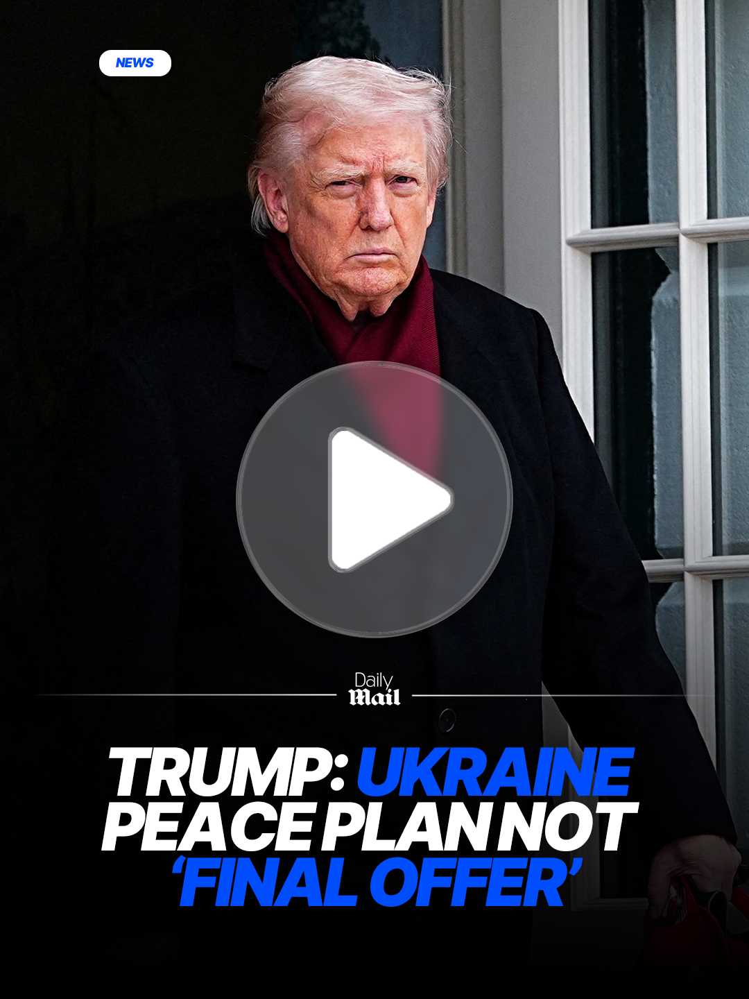 US President Donald Trump has said his humiliating Ukraine peace plan is not a 'final offer' but has maintained the war must end now. Speaking to reporters outside the White House on Saturday, the US leader said he would like to see peace between Ukraine and Russia, while asserting his controversial 28-point plan was 'not at all' the final offer. Find out more at Daily Mail. #donaldtrump #usa #ukraine #news