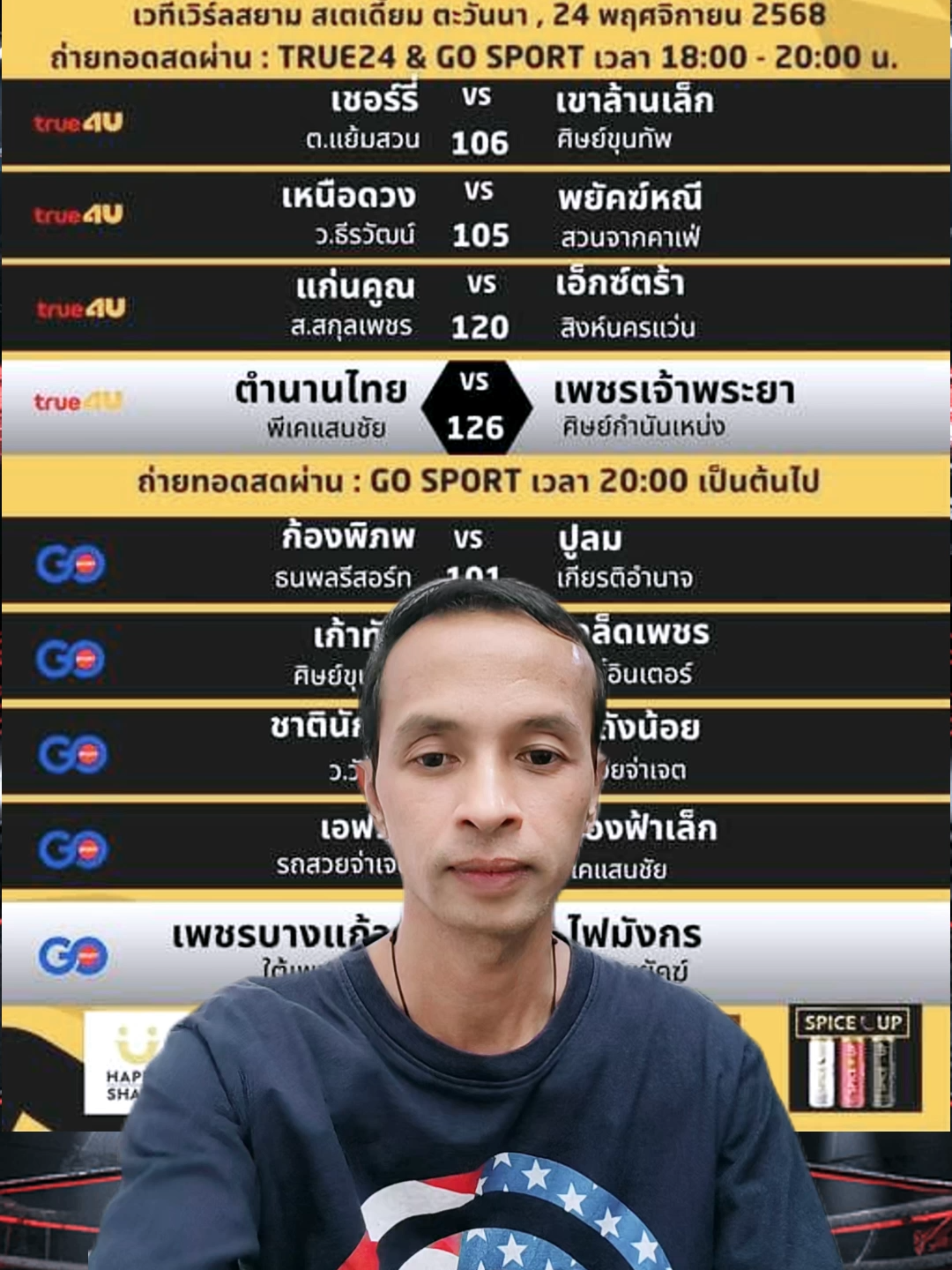 มวยรักมวยชอบ ศึกมวยไทยพันธมิตร วันจันทร์ที่ 24 พ.ย 2568