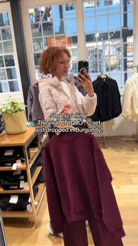 Your fave UNIQLO : C set got a winter upgrade! #UNIQLO #UNIQLOC #sweat #joggerpants #burgundy 