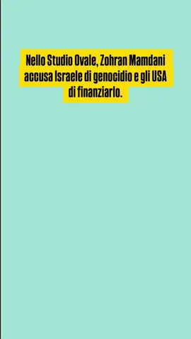 Prima volta nella storia: un’accusa di genocidio contro Israele pronunciata nello Studio Ovale. Zohran Mamdani non si è fatto intimidire. Davanti a Trump e ai giornalisti ha ribadito quanto sostenuto in campagna elettorale: “Il governo israeliano sta commettendo genocidio, e il nostro governo lo finanzia.” Mentre 100.000 bambini restano senzatetto a New York, miliardi di dollari vanno a finanziare guerre e genocidi.  Mamdani chiede che le tasse servano i cittadini, non il complesso militare-industriale. #jerusalem #apartheidisrael #stopthegenocide #colonialismosionista #trumpmamdanimeeting 
