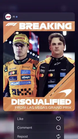 McLaren resmi di diskualifikasi dari Las Vegas GP.  Kini Max Verstappen hanya berada 24 poin dibelakang Lando Norris, akankah Max Verstappen berhasil meraih gelar wdc ke 5 nya di tahun ini?