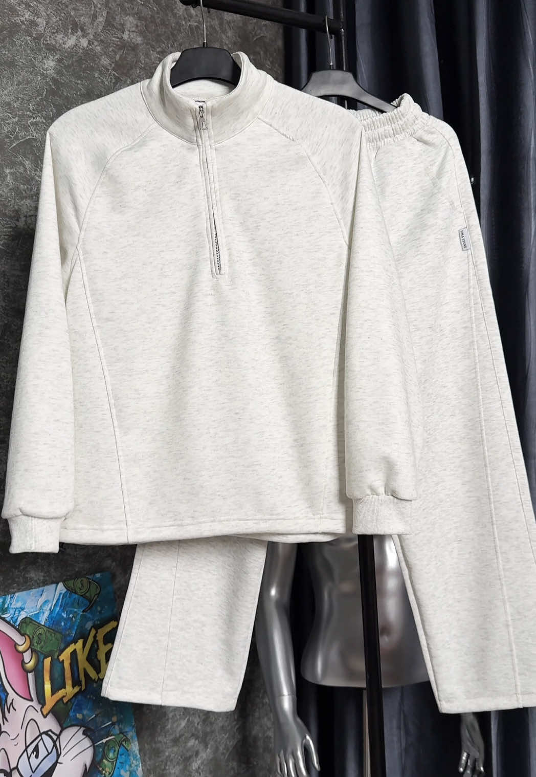 Bộ quần áo nỉ 2 da, áo Sweater cổ zip, quần suông rộng thoải mái #boquanao #setquanao #quanaodep #quanaohottrend #xuhuong 