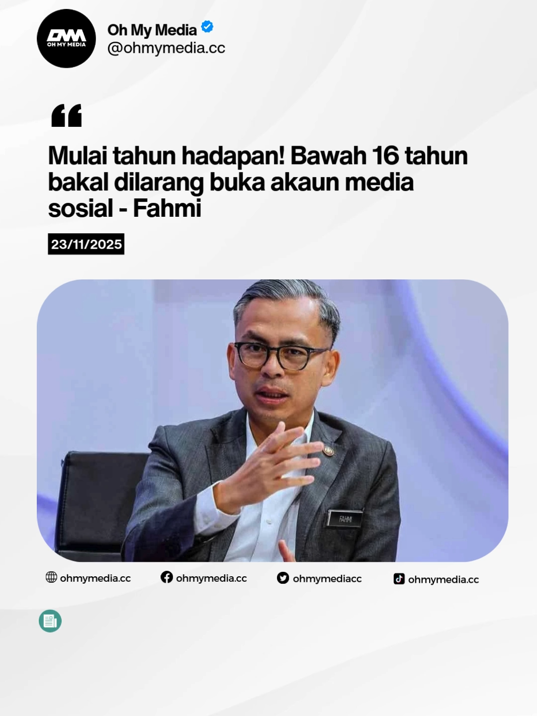 Ayokkk, habislah adik-adik lepas ni😬  #ohmymedia #ommbest #fahmifadzil #bawah16tahun #mediasosial