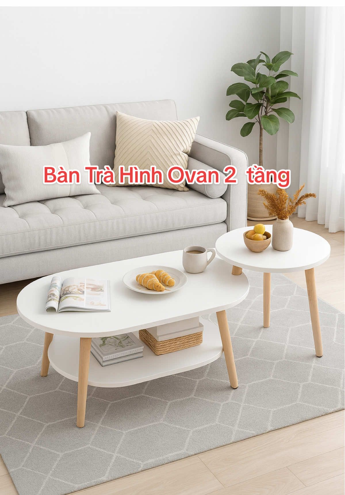 Bàn Trà Hình Ovan 2 Tầng Bàn Gỗ phòng khách #bantra #bantrahinhovan #noithat #tiktokshop #foryou 