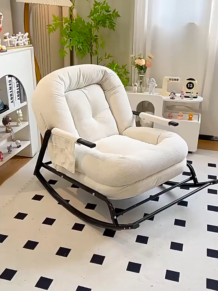 Poltrona de Balanço Reclinável Ergonômica 5 Posições – Até 200kg, Ferro + Veludo Cotel