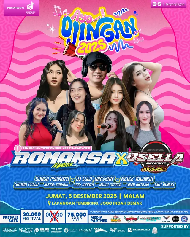 Ora cuma bareng pak kaji @Khusnul Khuluq , tapi juga bakal mak byukk ombyokaann tak seguraahh artis tenan bareng bolo-bolo @OSELLA demak.. 😍🤩🙌🏻 Dibuka sekaligus nostalgianan bareng Osella Demak, barkui disambung Mak Nyess an bareng Romansaaa 🙌🏻💃🏻🕺🏻✨ Ehehehe jasjosjis ki boloo, mosok iyo gak ndang disatsett borong tiket e?? btww tiket Presale 1 terbatas yaa 🤭🫣 @Bunga Permata @Meike Yolanda @Ekajungs @Sahmafella🫶🏻 @seprilterus  #eventdemak #ojing #osellademak #romansa #osella                    