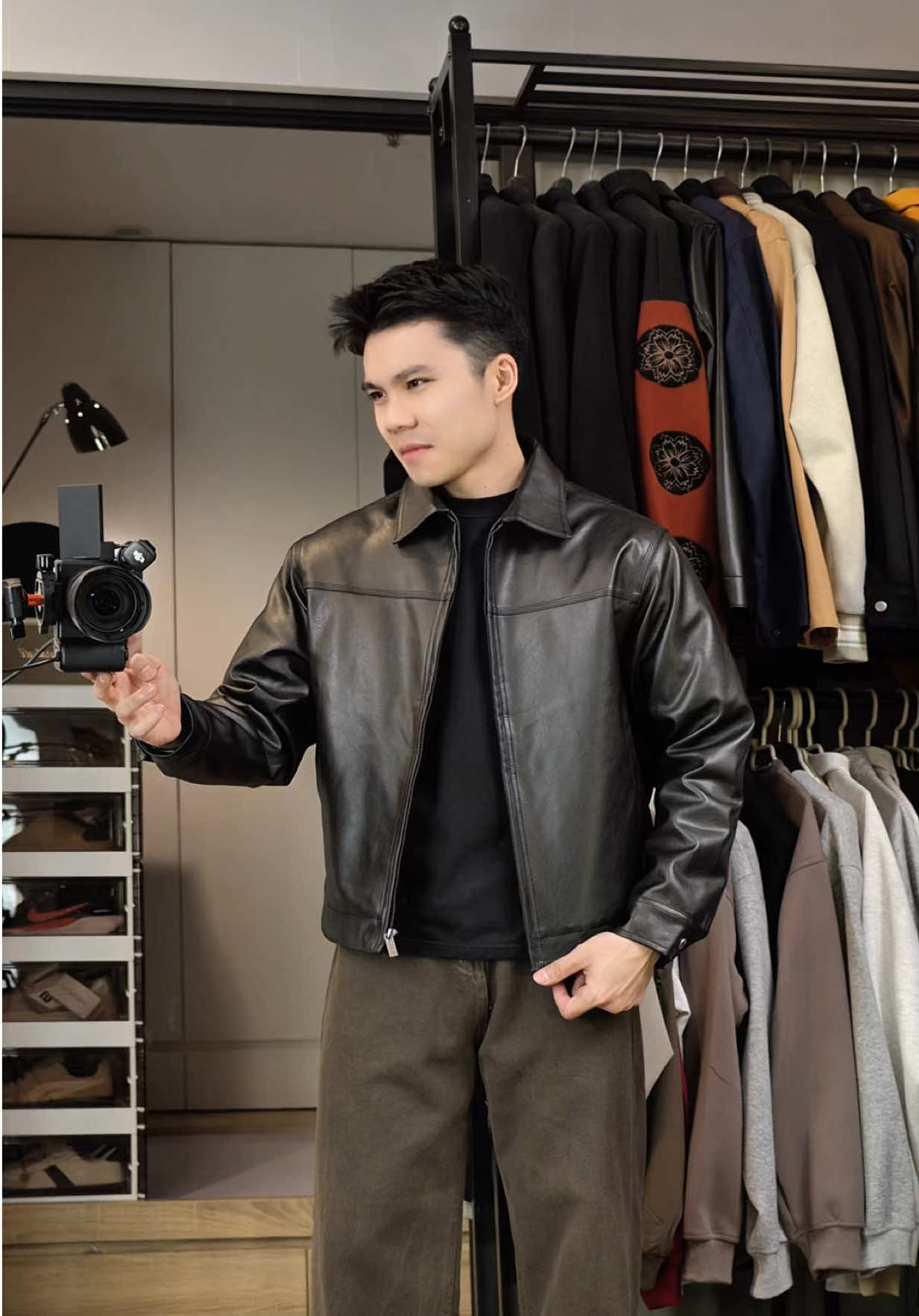 Áo Khoác Da Phai Trần Phao Form Crop Imperfect Nam #thanhdongian #goclamdep #review #fyp #aoda 