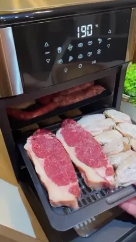 Air Fryer Digital Novoon 12L - Fritadeira Elétrica Sem Óleo Preta Inox com Tampa de Vidro 127v/220v