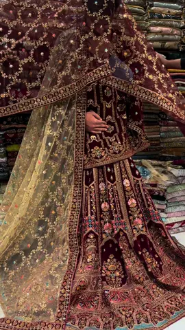 Velvet Indian lehnga with 2 dupatty😍ordar:03172901634✅#lehnga #viral #bridallehnga #foryoupage #wedding 