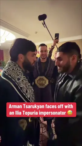 He nailed the #IliaTopuria #impression 😂 #UFC #ufcqatar #armantsarukyan (via dinmukhammed/IG)