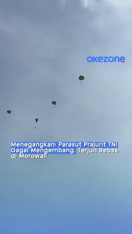 Latihan terjun payung TNI di Morowali diwarnai insiden parasut gagal mengembang.  Video kejadiannya viral, sementara tim medis bergerak cepat dan TNI melakukan pemeriksaan menyeluruh. #terjunpayung #tni #morowali #okezone #okezonecom 