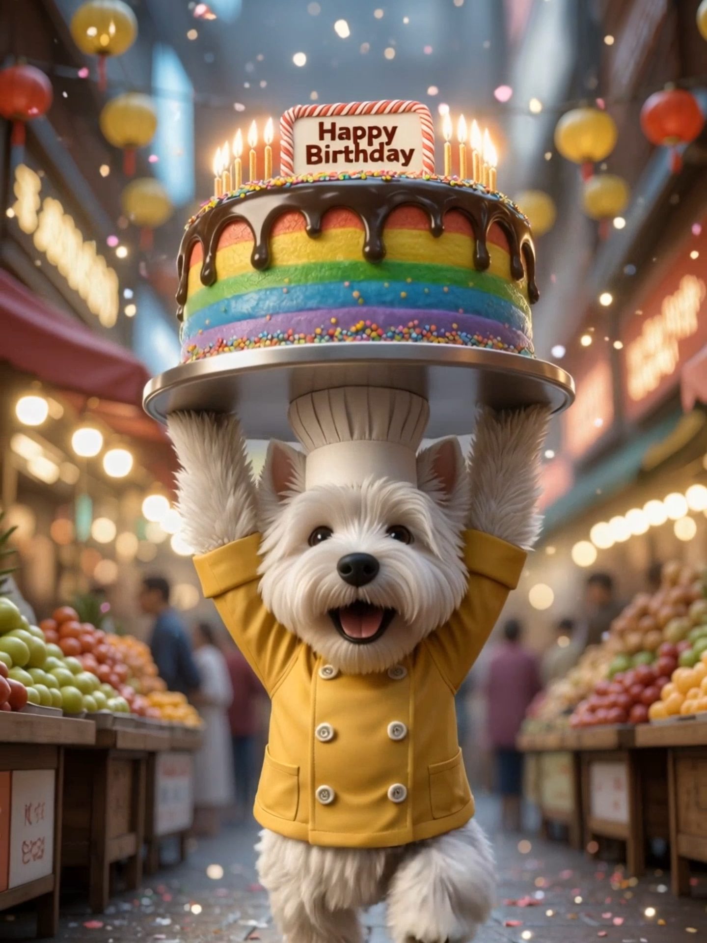Happy Birthday! 🍰🐶 #happybirthday #cutedog #westiedog #livewallpaper #caketime #birthdaymessage #aivideo #fyp #feelgoodvibes