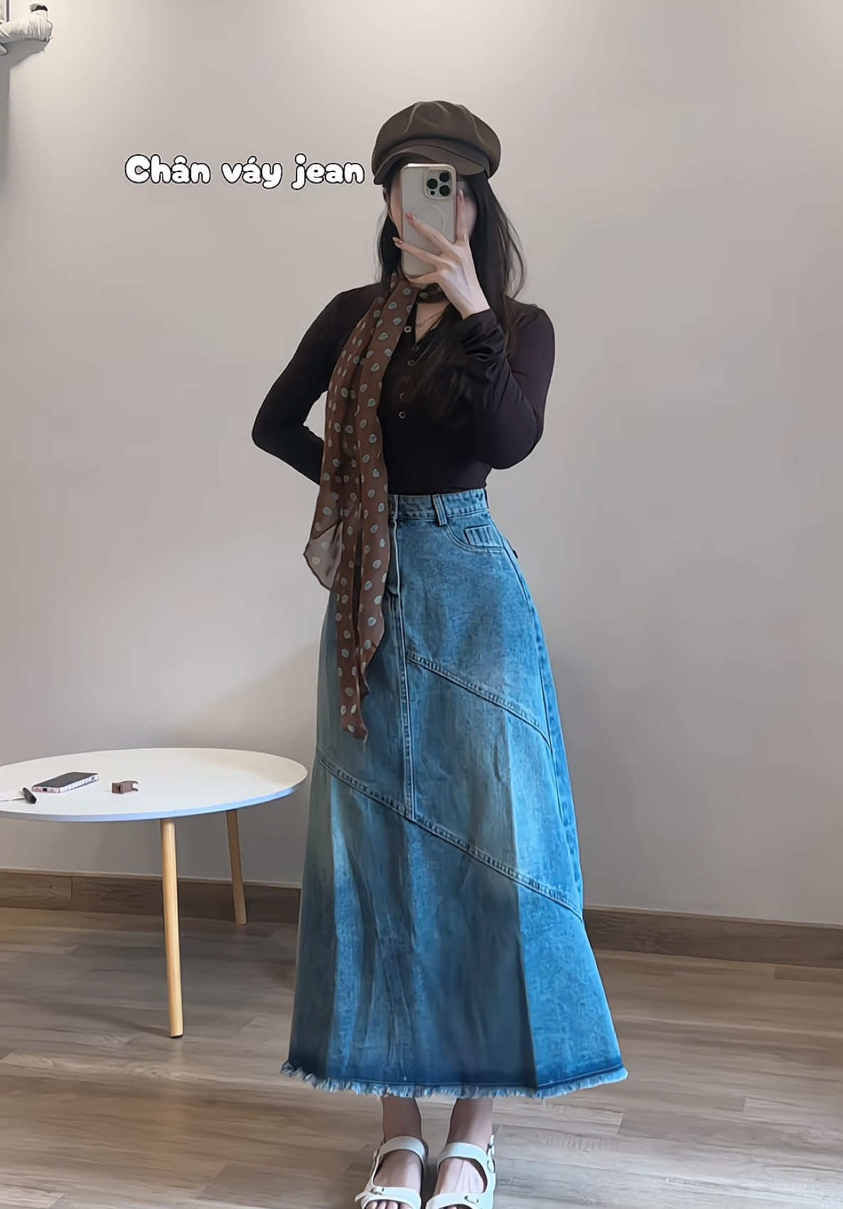 Chân váy jean dáng dài #chanvayjean #chanvay #thoitrang #moingaymotoutfit #minnriviu 