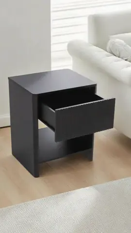 These black fluted nightstands made my whole room feel intentional ✨ The texture looks so classy, and the drawer is perfect for small bedrooms like mine. Clean, simple, and stylish! #Giratree #Giratreefurniture #BedroomStyle #Nightstand #TikTokShopCyberMonday