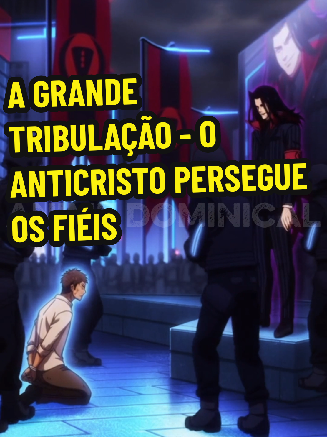 A Grande Tribulação - O Anticristo Persegue os Fié !! O ANTICRISTO VS CRISTÃOS - CENA ÉPICA DE ANIME! ⚡  E se a Grande Tribulação fosse uma cena de anime? O Anticristo enfrenta os Cristãos Fiéis nesta recriação cinematográfica no estilo animes. Animação fluida, diálogos dublados em português BR e trilha sonora orquestral épica! 🎬 NESTA CENA: O líder mundial surge impondo um decreto de espírito único sob pena de morte. Testemunhe a tensão psicológica dos interrogatórios, a perseguição implacável na floresta e a coragem daqueles que se recusam a negar Jesus mesmo diante do fim. A animação traz o peso do Apocalipse com uma intensidade nunca vista antes. 💬 