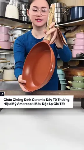Chảo Chiên Xào Đúc Nguyên Khối Chống Dính Đáy Từ Màu Độc Lạ Đẹp Thương Hiệu Mỹ Amercook Luna Sol Phủ Gốm Ceramic Cực Trơn Mướt #thuplastic #chaochongdinhbeptu #chaochongdinh #chaonhomchongdinh #amercook 