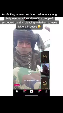 A sh0cking moment surfaced online as a young lady went on a live video with a group of suspected band!ts, pleading with them to leave Nigeria in peace 😪 ME: GOVERNMENT OF ZOOGERIA CAN TELL US THEY DONT SEE THIS MEN ON LIVE VIDEOS? WHATS THE WORK OF THE SO CALLED DSS? WHATS THE WORK OF THE MILITARY .  THIS MEN ARE WORLING TOGETHER. NOW REASON IT TO CLOSED DOWN THE  SATELITE IN ZOO AIRWAY . BLOCKING MEDIA FROM GETTING OUT IN THE NAME OF FLOSHING OUT THIS TERRORIST.