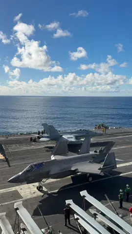 4.5 Gen and 5th Gen Jets on the same deck. #fyp #usnavy #f18 #f35 #aviation 