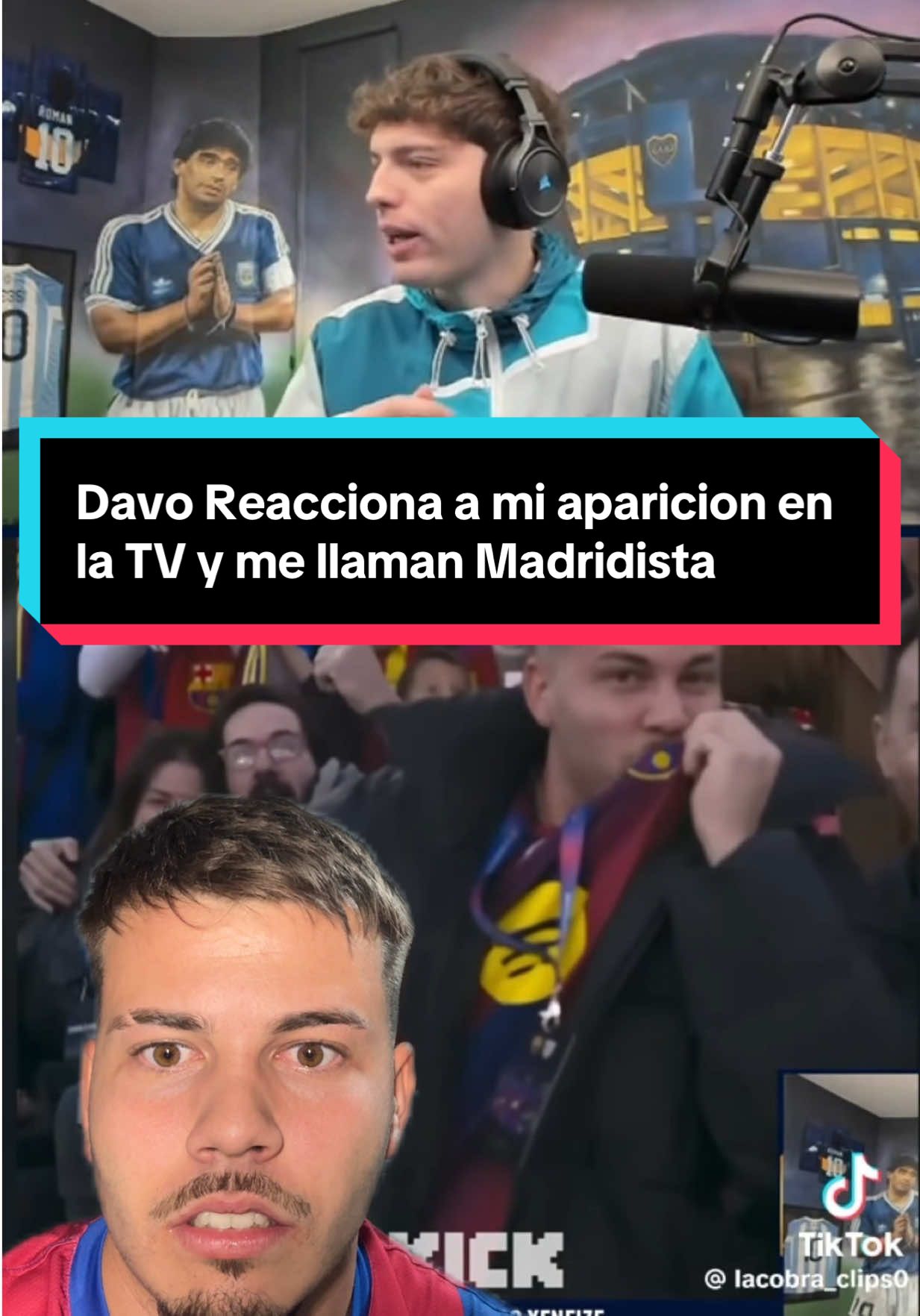 Mis Hat2rs le comentan a @davooxeneize que soy un falso Cule…💔 mientras reaccionaba a mi aparición en TV 🥺 SOY DEL BARCA 💙❤️ 