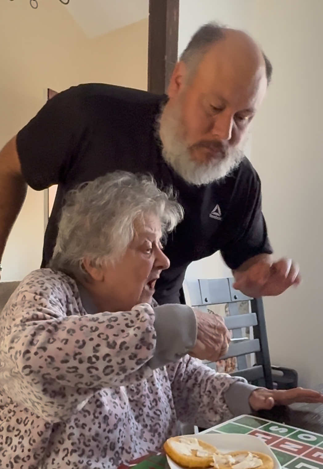 Never a dull moment with these two #badgranny #breakfast #cornmuffin 