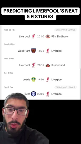 Predicting Liverpool’s next 5 fixtures #liverpool #lfc #PremierLeague #championsleague #footballpredictions 