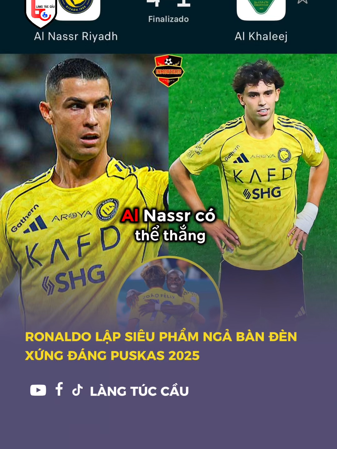 Ronaldo lập siêu phẩm ngả bàn đèn, hoàn toàn xứng đáng Puskas 2025. 🔥🥶🐐