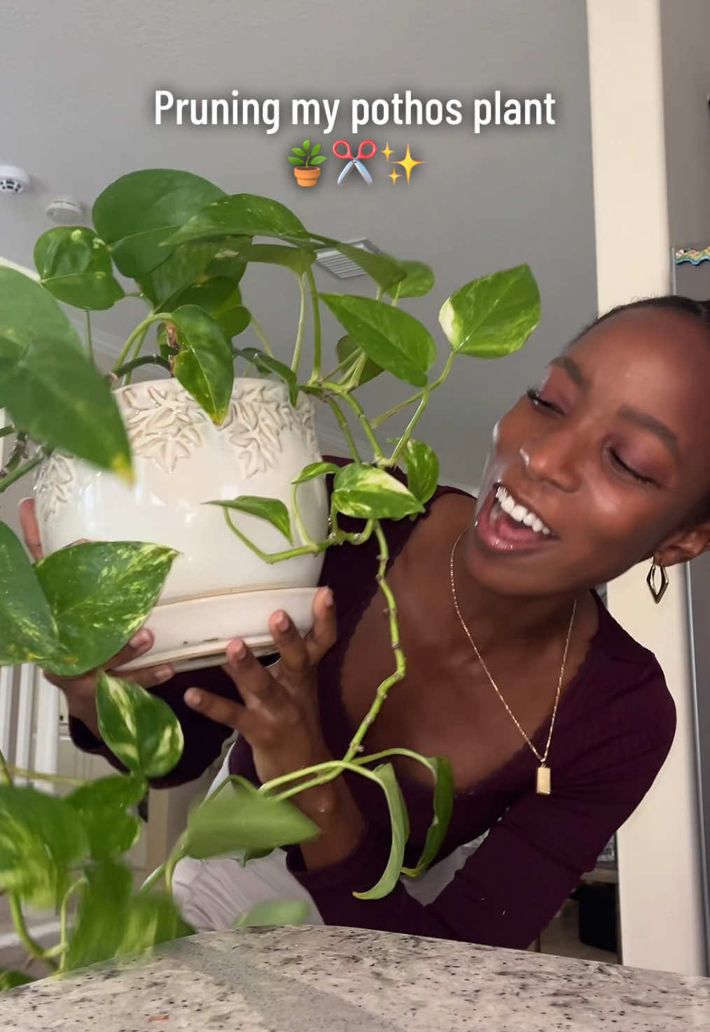 Replying to @Jacqui My pothos plant was long overdue for a trim and some tlc. I’m so excited for all of the new leaves to grow 😁🪴✨ #indoorgardening #plantcollection #planttips #plantlovers #houseplants 