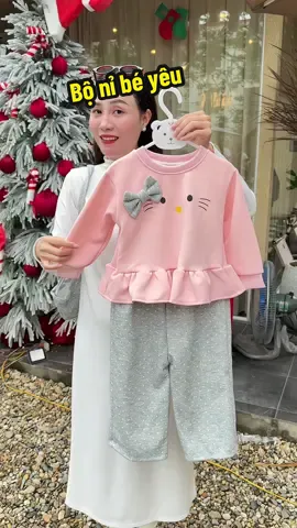 Bộ nỉ dễ thương cho bé gái #yennhanhnhen #thoitrangchobe #quanaotreem #bonitreem #bonibegai 