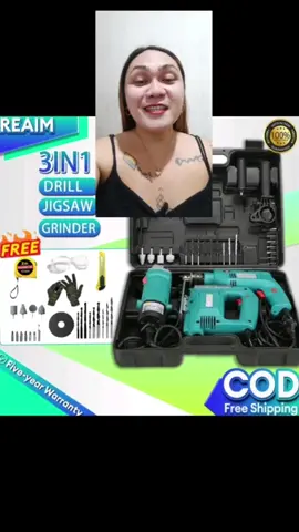 Reaim 3in1 set multifunctional combo kit high power angle grinder impact drill jigsaw electric saw with free drill bits blade. grabe ang ganda nito kaya order na. #3in1 #anglegrinder #impactdrill #jigsaw #fyp 