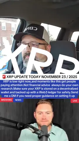 XRP AND CRYPTO UPDATE TODAY NOVEMBER 23 / 2025  XRP is low right now, and moments like this get people paying attention. Not financial advice always do your own research. Make sure your XRP is stored on a decentralized wallet and backed up with a Web3 ledger for safety. Send me a DM if you need proper guidance on setting it up #xrp #viral #cryptocurrency #bitcoin #web3 