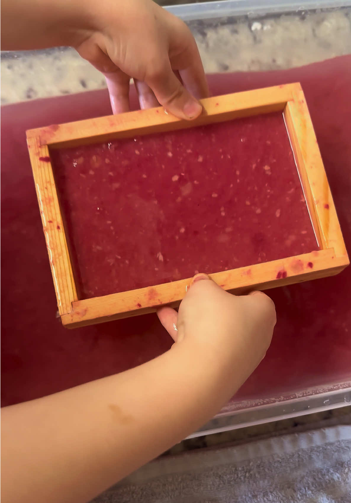 Making paper with the kids is fun! They both like to draw and khaleesi likes daily journaling so now they pretty paper for it. I’m thinking about making little “books” binding them with ribbon… what do we think? #DIY #diypapercraft #handmade #homemade #recycle 