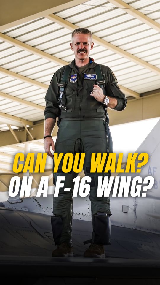 How strong is an F-16 wing? At 9 G’s, a 30,000 lb jet suddenly “weighs” 270,000 lbs. That’s what the wing is built to hold. So a pilot standing on it? Barely a warm-up.