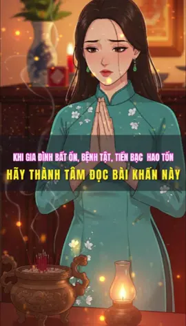 Khi gia đình bất ổn, con cái bệnh đau, tiền bạc hao tổn… Hãy đọc bài khấn này. Nam mô A Di Đà Phật (3 lần) Kính lạy gia tiên tiền tổ. Hôm nay con chắp tay cúi đầu, xin các cụ giáng lâm chứng giám. Gia đình con gặp nhiều điều chưa thuận, lòng người bất an, tinh thần mỏi mệt. Con xin các cụ che chở, giữ gìn từng thành viên trong nhà. Xin cho cha mẹ mạnh khỏe, con cái bình yên, cửa nhà ấm êm. Xin hóa giải tai ương, cắt trừ vận xấu, mở đường phúc lộc. Cho gia đình chúng con được bình an ngày tháng, được êm cửa ấm nhà. Nam mô A Di Đà Phật (3 lần) Nếu bạn trân trọng những bài khấn gia đạo, hãy follow để nhận thêm nhiều lời khấn linh nghiệm. #phongthuygialinh #thocung #vankhan #phongthuy #tamlinh 