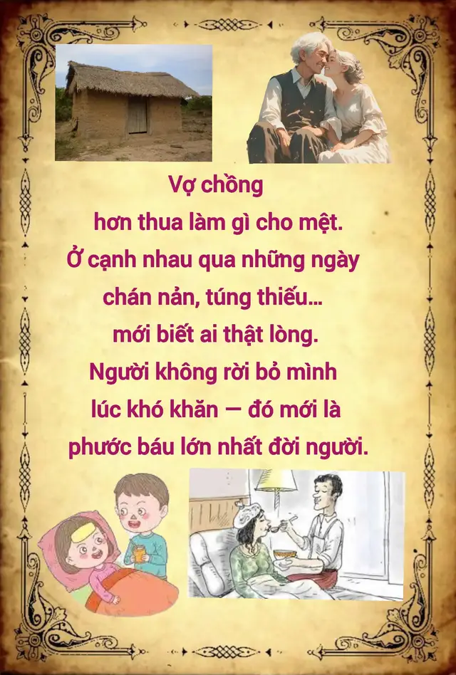 Vợ chồng hơn thua làm gì cho mệt. Ở cạnh nhau qua những ngày chán nản, túng thiếu… mới biết ai thật lòng. Người không rời bỏ mình lúc khó khăn — đó mới là phước báu lớn nhất đời người. #phatphapnhiemmau #tinhyeu #vochong #yêu #loiphatday @asdfg @Lời Của Gió 