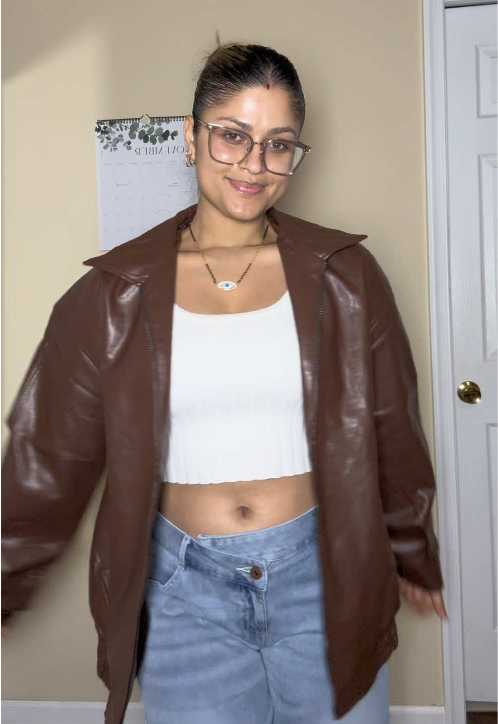 I’m in looove with this leather jacket!!🤎🤎 @AUTOMET  #autometjacket #automet #tiktokshop #fyp #contentcreator 