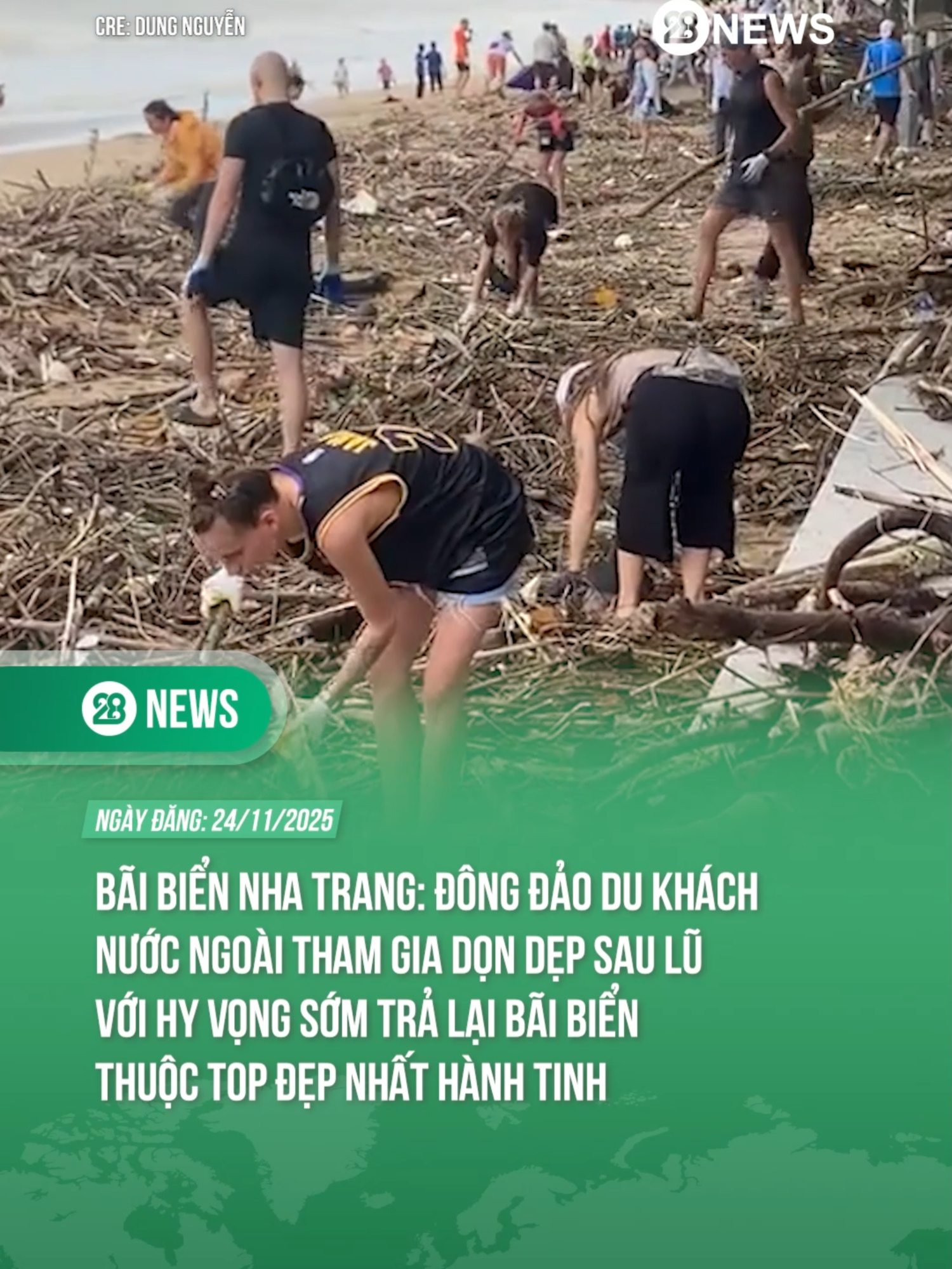 ĐÔNG ĐẢO DU KHÁCH NƯỚC NGOÀI THAM GIA DỌN DẸP SAU LŨ VỚI HY VỌNG SỚM TRẢ LẠI BÃI BIỂN THUỘC TOP ĐẸP NHẤT HÀNH TINH #theanh28news #tiktoknews #theanh28