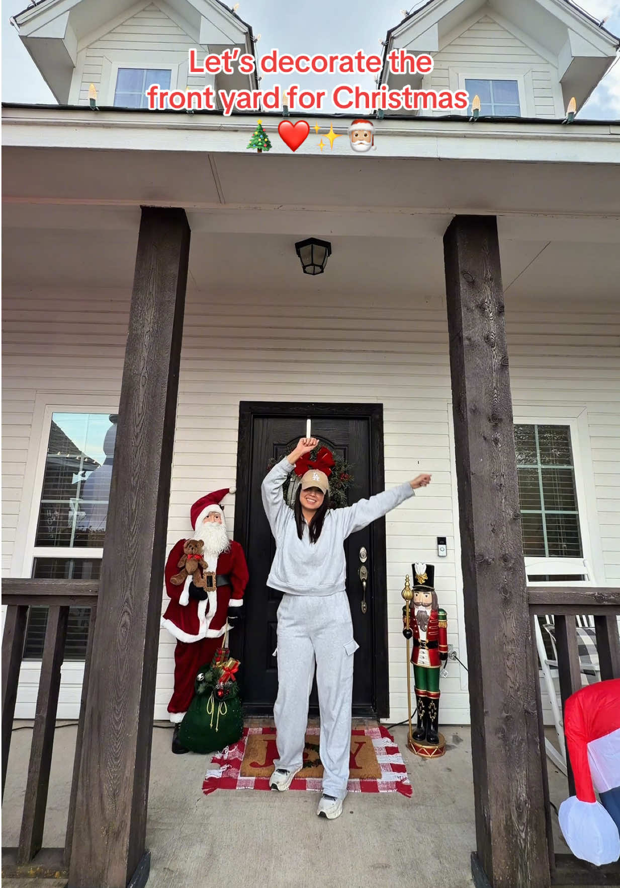 It’s the best time of the year! I love doing this, the kids get so excited with all the inflatables 🥹❤️ #christmasdecor #decoratewithme #porchdecor #homeowner #outdoorchristmasdecor 