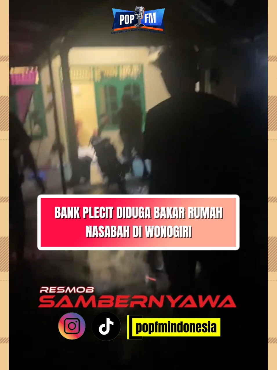 Pelaku pembakaran rumah di Nungkulan, Girimarto, Wonogiri, berhasil diamankan tim Resmob Sambernyawa. Terduga dengan inisial YJF (23) diduga petugas koperasi atau bank plecit ditangkap di wilayah Kwarasan, Grogol, Sukoharjo. Penangkapan ini mendapat perhatian warga karena dianggap mengancam keamanan. Aparat masih menyelidiki motif kejadian. Sumber:  Resmob Sambernyawa.