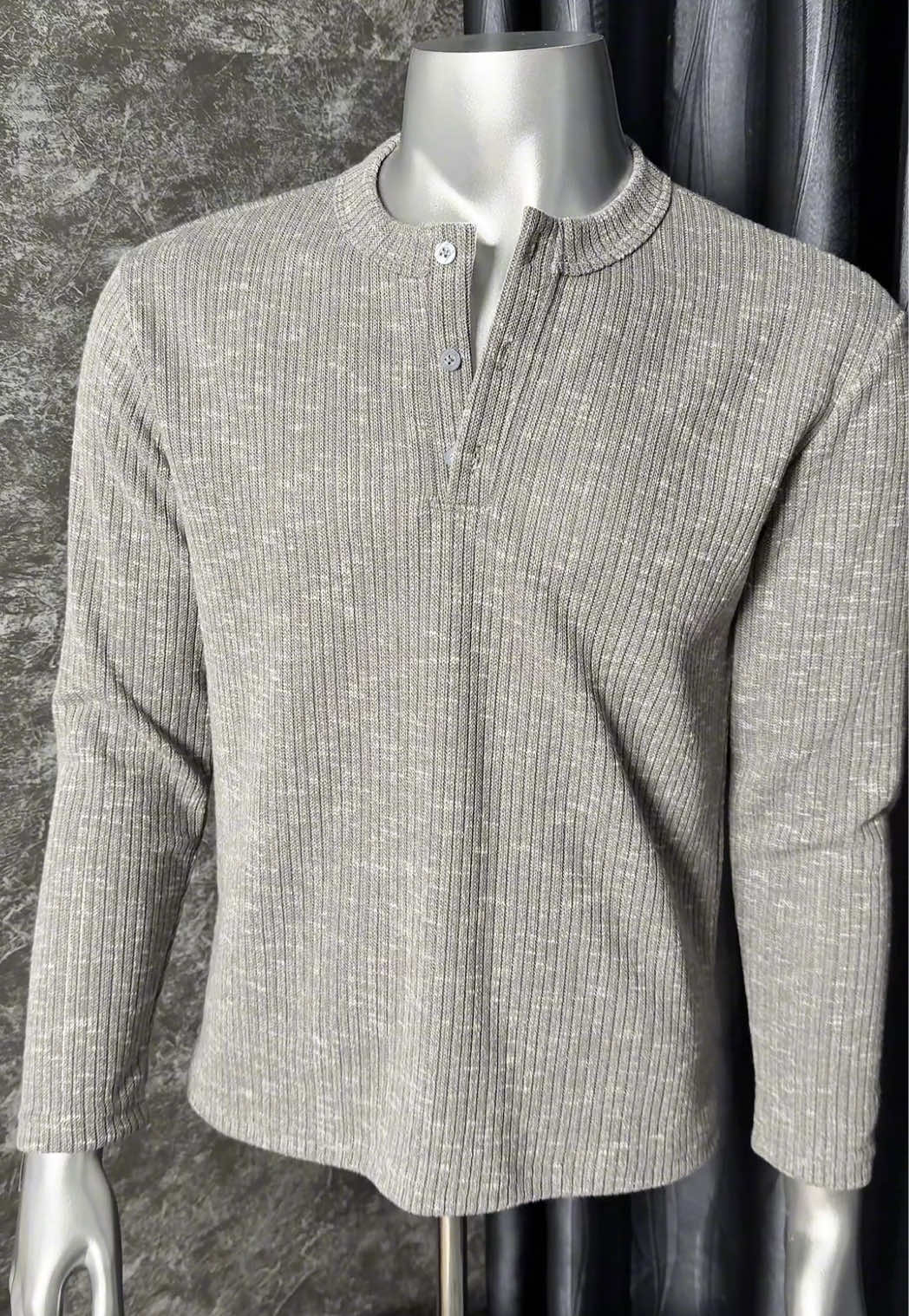 Áo thun len vân dài tay cổ Henley, đơn giản mà đẹp 😍 #aothundaitay #aothun #quanaohottrend #xuhuong #reviewquanao 