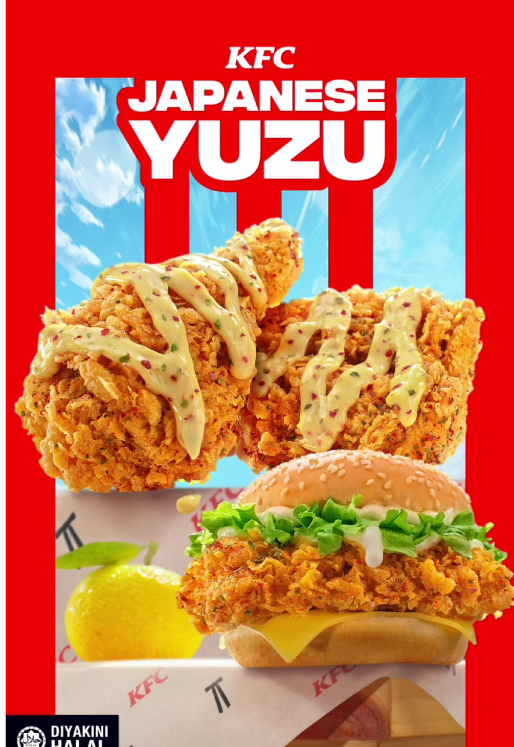 Kepci sekarang ada Japanese Yuzu series tau! Rasa zestylicous yang konfem buat korang meleleh! Rangup di luar & juicy kat dalam weh, umaii! Jom layan KFC Japanese Yuzu sekarang! #Kepci