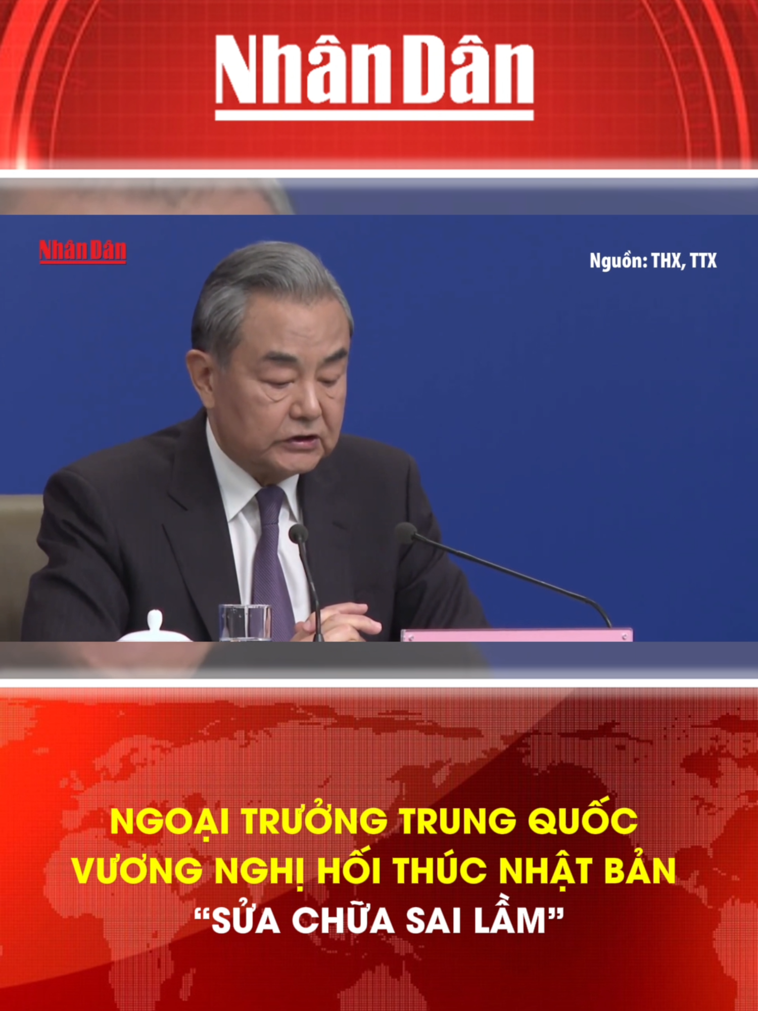 Ngoại trưởng Trung Quốc Vương Nghị hối thúc Nhật Bản “sửa chữa sai lầm” #baonhandan #tktoknews #sosialnews #tintuc24h #mcv