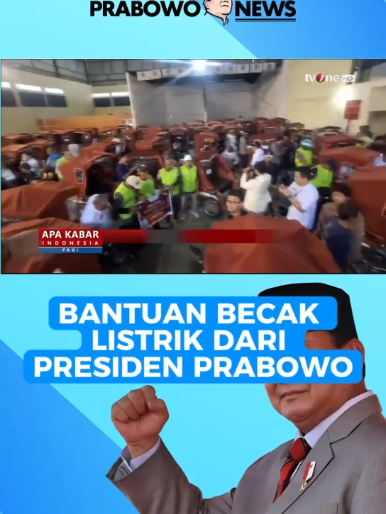 Bantuan Becak listrik dari Presiden Prabowo bantu ringankan beban tukang becak lansia. #prabowo #prabowosubianto #presiden #fyp