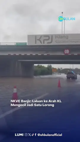 NKVE BANJIR‼️ Siapa yang dari shah alam nak ke arah KL, banjir di susur masuk highway ELITE jadi 1 lorong je, air melimpah Sumber: ziq.k #ohbulan #terkini #banjir 
