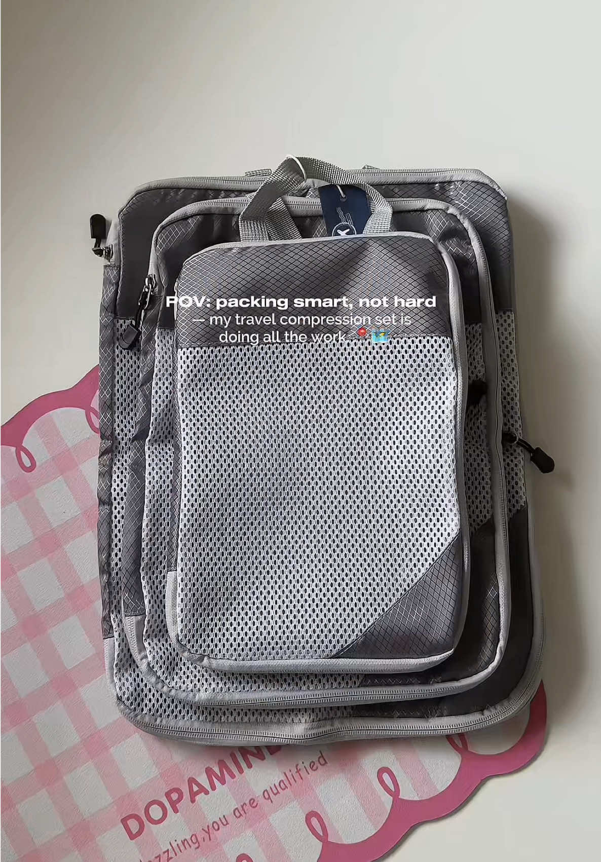 travel must havesss!!! space saver 🩶✨ #compressiontravelbag #travelessentials #spacesaver #travelbag #foryou 