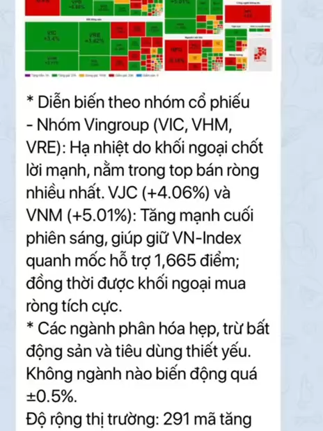 * Kết thúc phiên sáng VN-Index: Tăng 0.73%, tạm dừng giữa phiên ở 1,667.09 điểm nhờ nhóm trụ, HNX-Index: Giảm 0.24%, đạt 262.49 điểm, diễn biến giằng co * Thanh khoản thị trường HOSE: Giá trị giao dịch hơn 7.6 nghìn tỷ đồng, giảm 13% so với phiên trước và 28% so với trung bình 1 tháng. HNX: Thanh khoản chỉ bằng một nửa trung bình tháng với 417 tỷ đồng. → Nhà đầu tư thận trọng, dòng tiền yếu. #xuhuong #tiktok