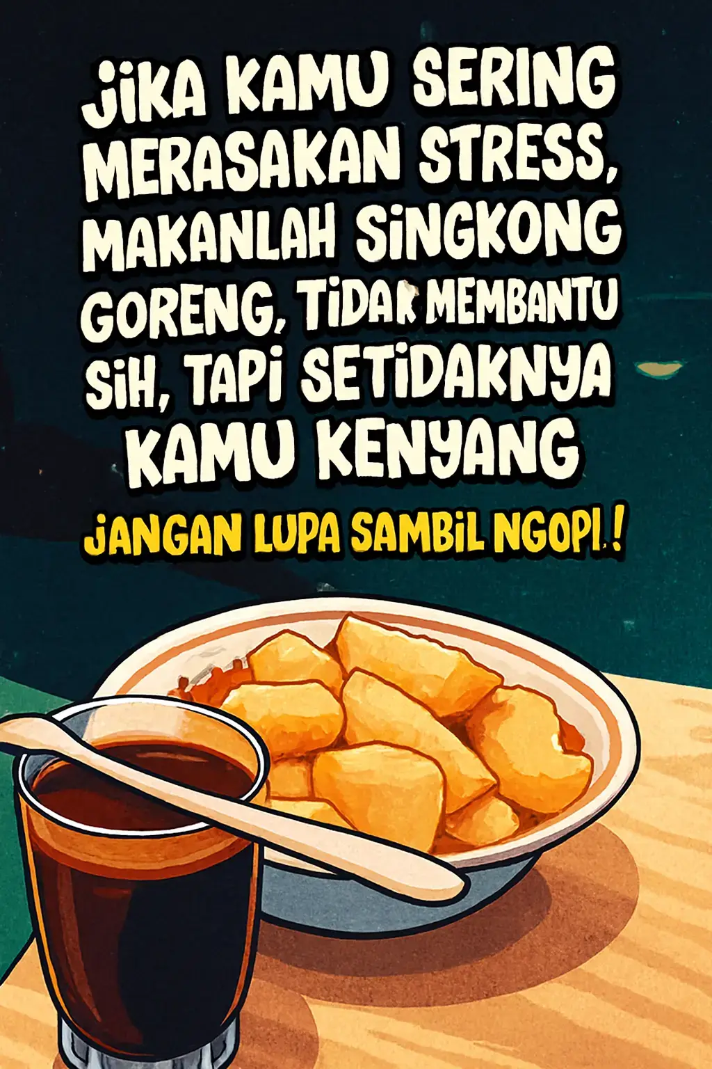 mendingan kenyang daripada stress😅☕