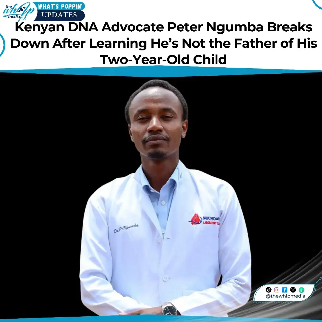Kenyan lab doctor Peter Ngumba, widely known online for championing DNA testing for men is facing the very reality he often spoke about. The medic broke down emotionally after discovering he is not the biological father of his two-year-old child. Ngumba, who gained a massive following for encouraging men to seek clarity and truth through paternity tests, now finds himself at the center of a deeply personal and painful revelation. His story has sparked mixed reactions across social media, with many expressing sympathy while others highlight the importance of honest conversations in families. This heartbreaking turn of events has reignited national debate on trust, relationships, and the rising demand for DNA testing in Kenya. #thewhipmedia #whatspoppinupdates  #PeterNgumba #DNAResults #KenyaNews       