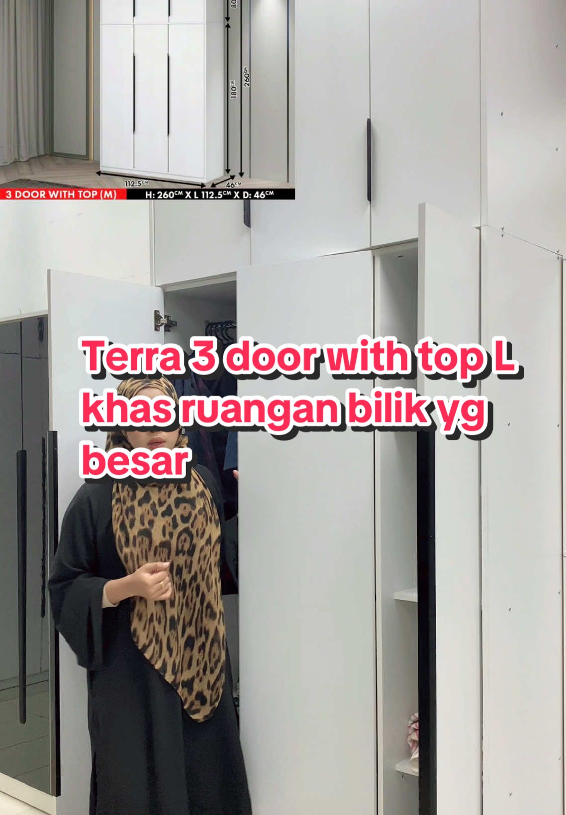 Terra 3 door with top saiz M 260cm ✨ #almaribaju #almaripakaian #almarimurah #alamribajubesar #wardrobemalfuncition   